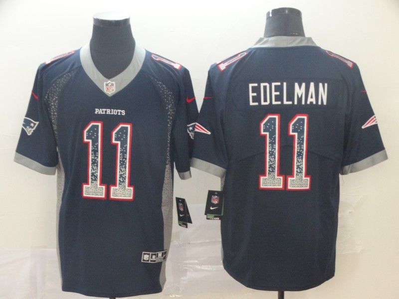 Men New England Patriots #11 Edelman Blue Nike Drift Fashion Color Rush Limited Jersey